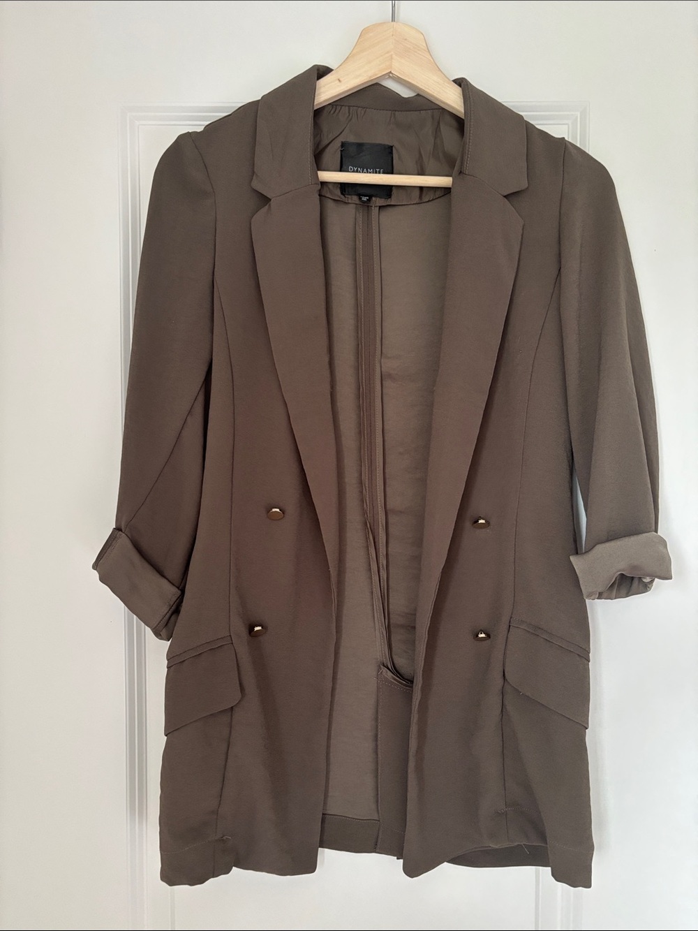 Dynamite Taupe Double-Breasted Blazer Jacket